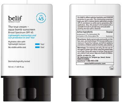 belif the true cream aqua bomb SPF 45 50mL IC - belif the true cream aqua bomb SPF 45 50ml IC